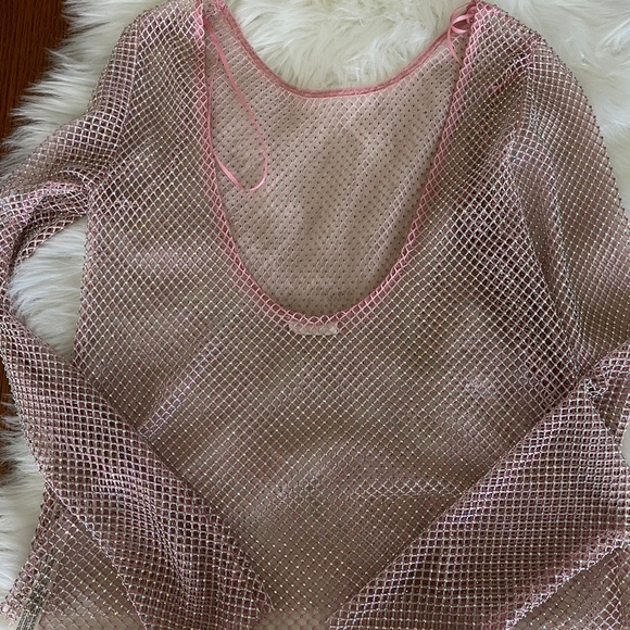 Pink sparkle fishnet free people top - Picture 7 of 8